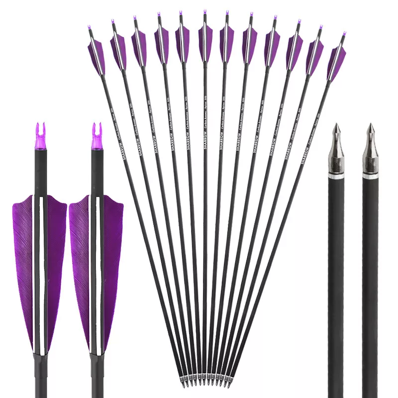 AME ARCHERY 30"  SP500 4" Turkey Feather Carbon Arrows(12pcs)